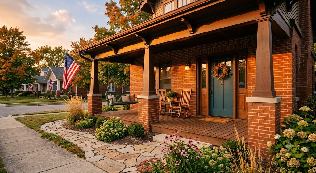 Midwest craftsman home golden hour